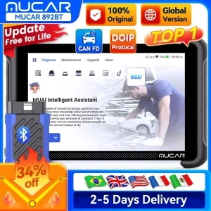 Global Version MUCAR 892BT obd2 Diagnostic Tool OBD2 Scanner All System CAN FD/DOIP 34 Reset ECU Coding Lifetime Free Update